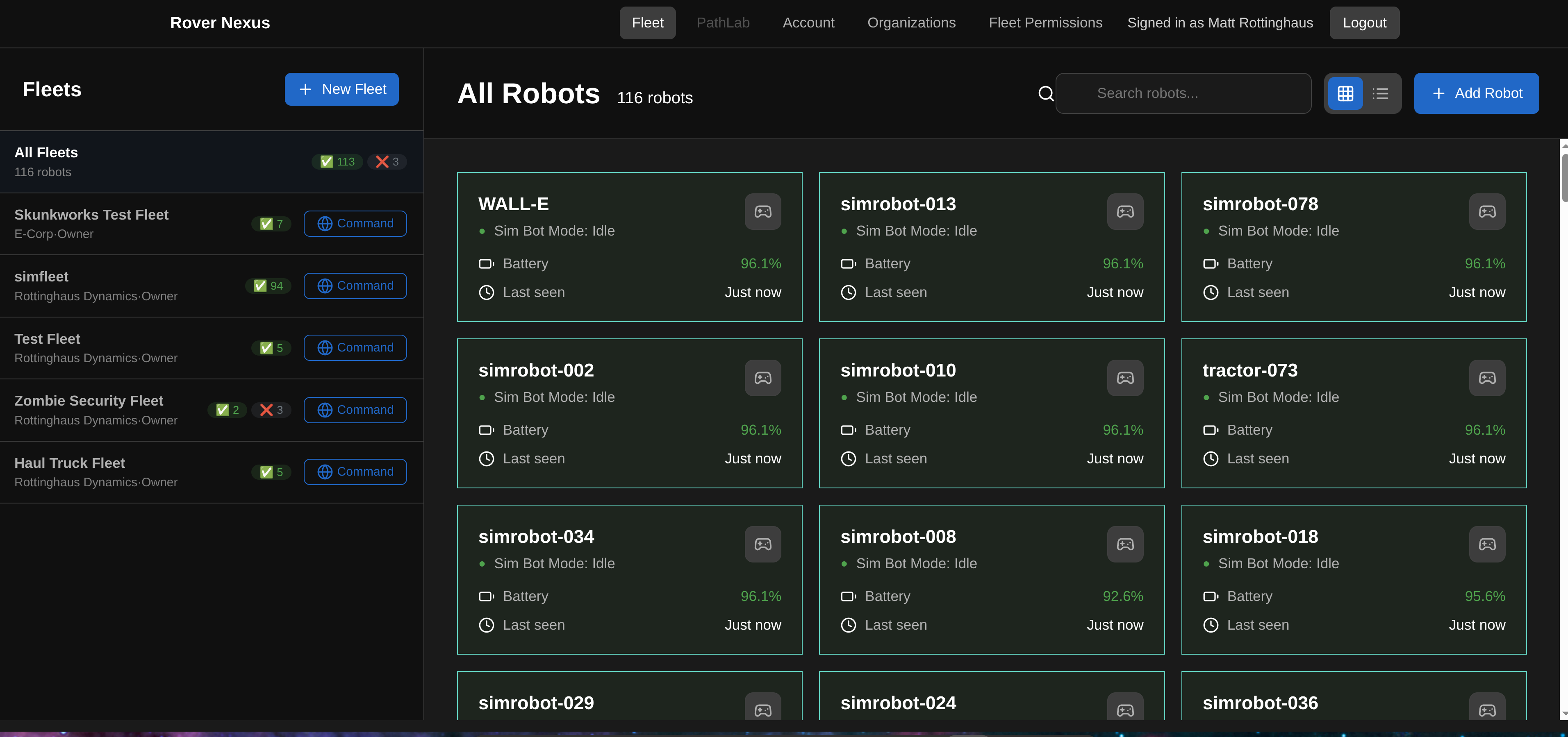 Rover Nexus fleet view